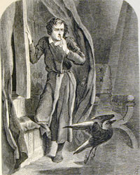 Public domain image : John Tebbiel illustration for Edgar Allan Poe's "The Raven."
